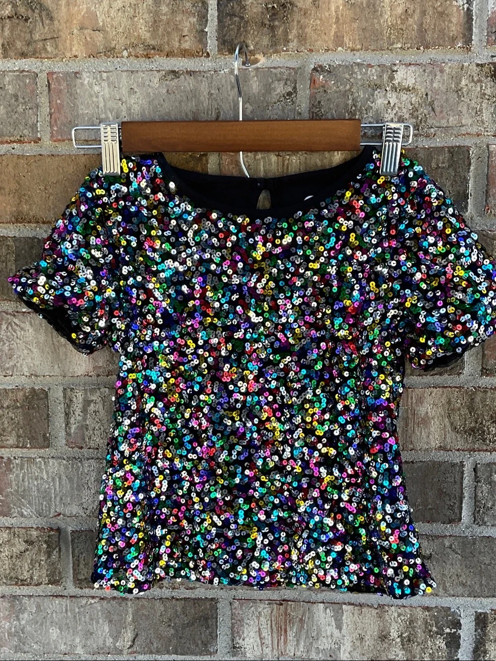 Take 50% OFF-Garanimals Black Sequin Short Sleeve Top Multicolor Sparkle, Size-7